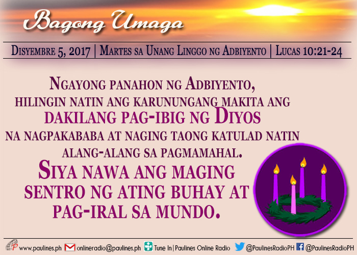 Disyembre 5 2017 Martes Sa Unang Linggo Ng Adbiyento Daughters Of Saint Paul 7982